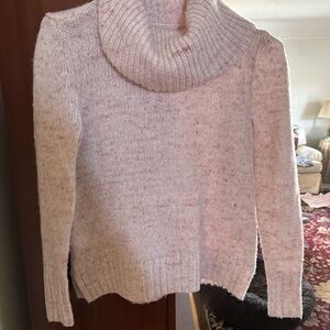 LOFT Light Pink Confetti Knit Cowl Neck Sweater